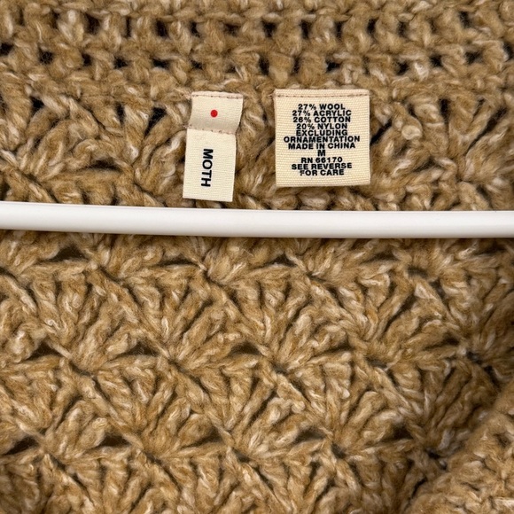 ANTHROPOLOGIE Moth Open Crochet Cardigan Sweater, Size Medium - Picture 3 of 3